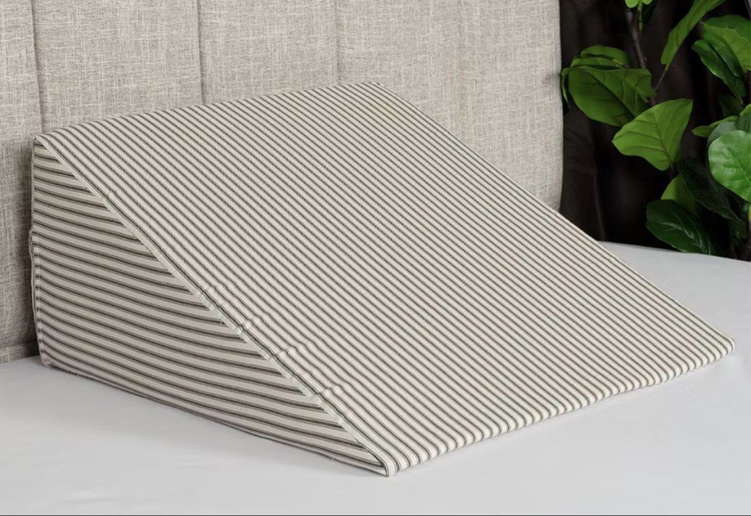 Striped Wedge Pillow for Back Support and Elevation (Category: Bedding & Towels) located in Manila. Submitted by jhie24 (Listing ID 1464368424, Image 1). Description: - Classic ticking stripe pattern - Perfect for propping yourself up in bed for reading or relaxing - Firm and supportive design - Removable cover for easy washing - Ideal for elevating legs or back.