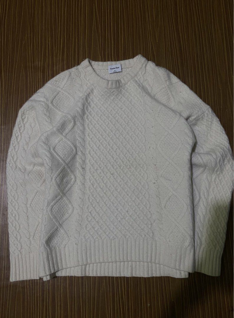 Sunday Best Cable Knit Peggy Sweater (Category: Coats, Jackets and Outerwear) located in Bansalan. Submitted by cjs_thrift (Listing ID 1464554931, Image 1). Description: - MEDIUM - DIMENSIONS: 21 by 25 - COLOR RATE:9.5/10 - VERY GOOD CONDITION - NO ISSUE - COMPLETE TAGS - NEED WASH.