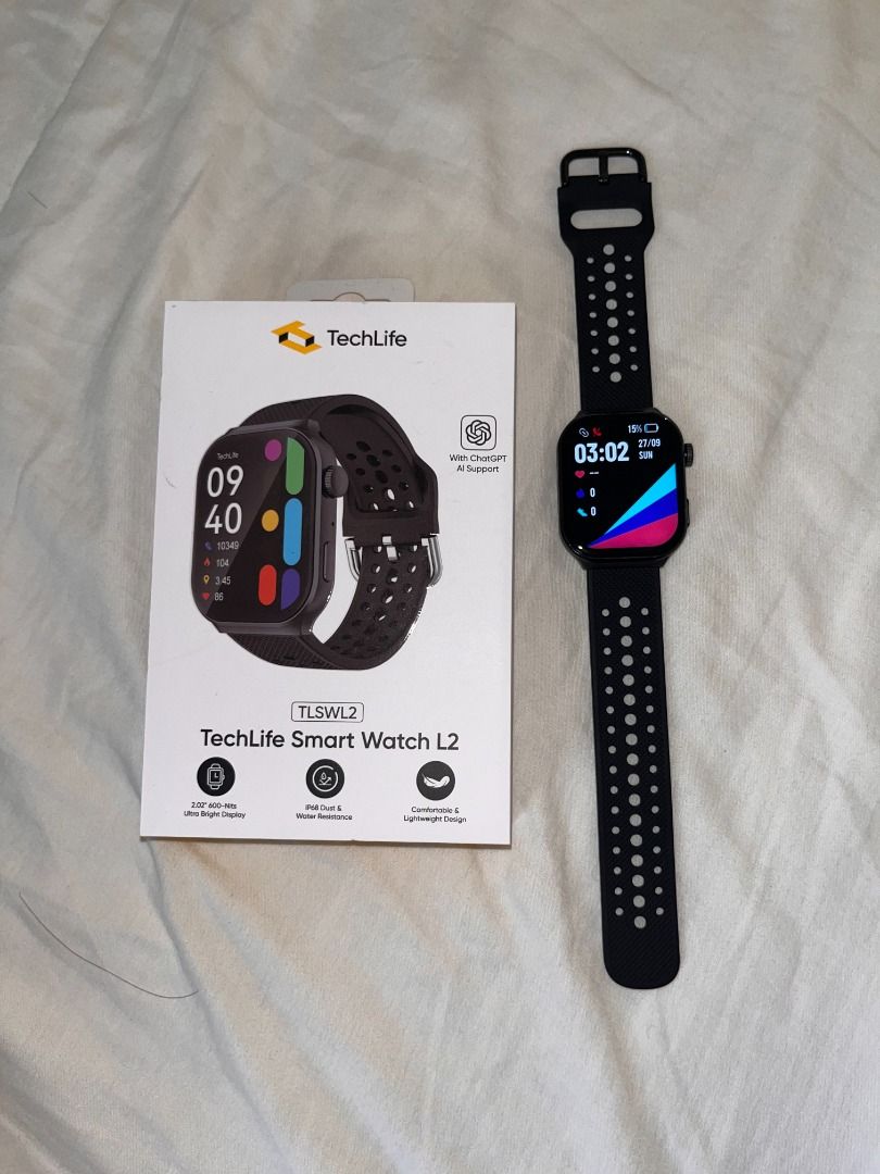 TechLife Smart Watch L2 (Never been used) (Category: Wearables & Smart Watches) located in Pasay City. Submitted by reidene.ph (Listing ID 1464436413, Image 2). Description: Techlife Smart Watch L2 - Never been used - Took out of box just to check RFS: Corporate Gift; do not like wearing Smart Watches.