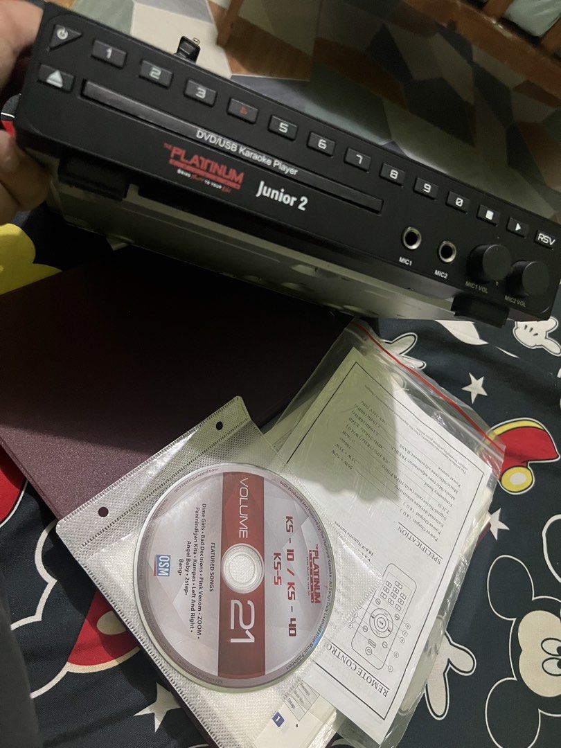 The Platinum Junior 2 DVD/USB Karaoke Player (Category: Blu-Ray & Media Players) located in Manila. Submitted by biggiened (Listing ID 1464496556, Image 3). Description: - Platinum Junior 2 Karaoke Player (DVD/USB) - Comes with song disc and remote control - Supports 2 microphones with individual volume controls - Ideal for home karaoke sessions - Tested and confirmed working.