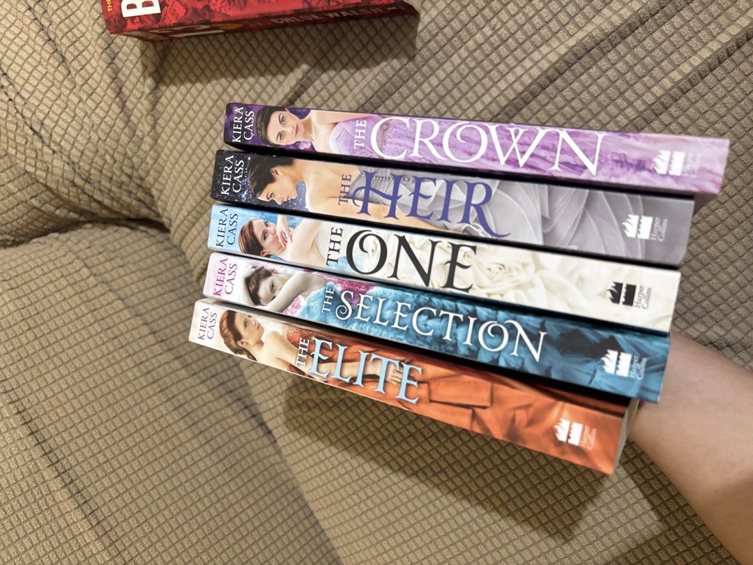 The Selection Series by Kiera Cass (Category: Storybooks) located in Manila. Submitted by danilyndane (Listing ID 1464530659, Image 1). Description: - Complete The Selection series by Kiera Cass (Books 1-5) - Includes: The Crown, The Heir, The One, The Selection, The Elite - Genre: Young Adult Romance, Dystopian Fiction - Format: Paperback - Ideal for fans of the series or new readers looking for a captivating story..