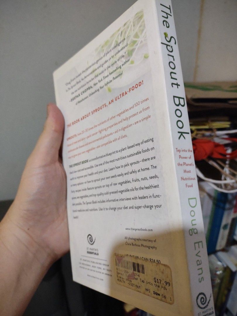 The Sprout Book by Doug Evans (Category: Children's Books) located in Manila. Submitted by preloved.christine (Listing ID 1464449900, Image 2). Description: - Discover the power of nutritious sprouts. - A comprehensive guide to plant-based eating. - Learn to grow sprouts easily and safely at home. - Includes recipes and interviews with functional medicine leaders..