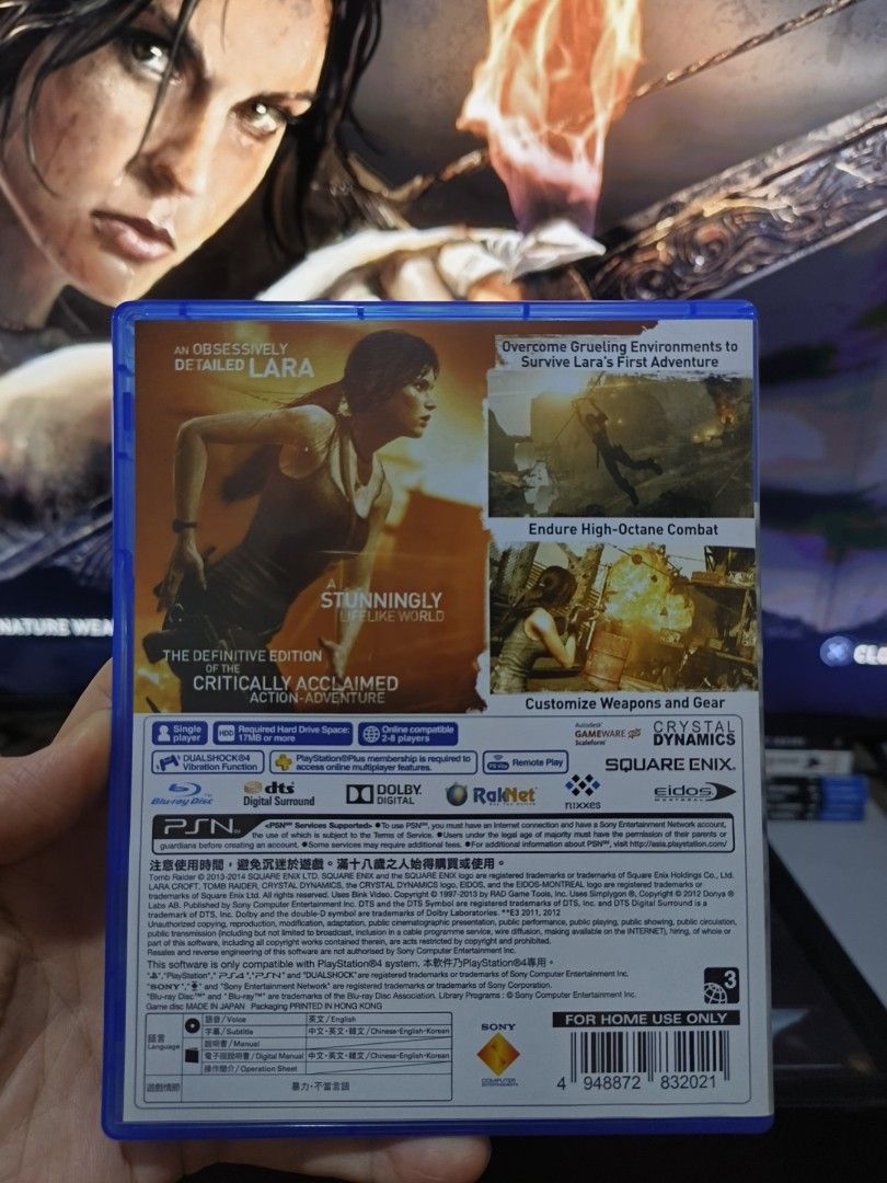 Tomb Raider Definitive Edition PS4 Game (Category: PlayStation) located in Cavite. Submitted by munting_aklatan_ph (Listing ID 1464372918, Image 2). Description: Tomb Raider (2013) Definitive Edition (PS4 / PS5 Backward Compatible) 💰 Price: ₱700 (Slightly negotiable) Condition: Disc is 10/10 (scratch-free). Plastic outer sleeve has minor shelf wear/scratches from storage, but the cover art insert and case are fully intact. Origin: Personally bou
