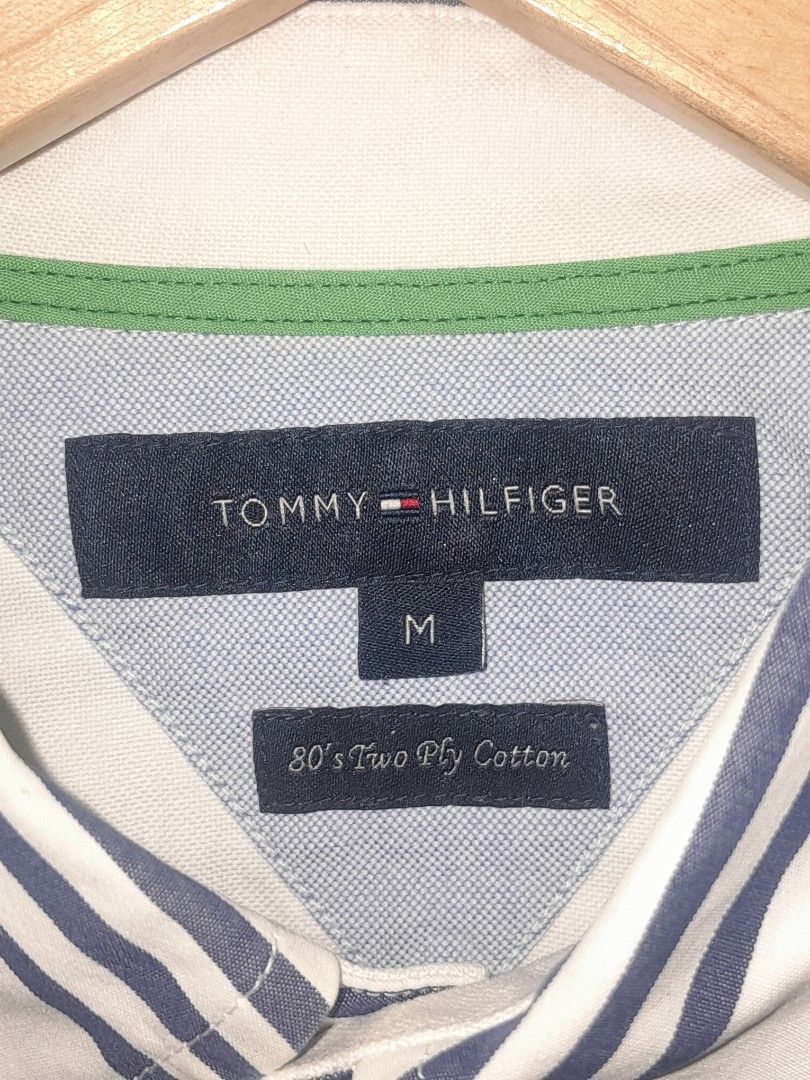 TOMMY HILFIGER BLUE & WHITE STRIPE (Category: Formal Shirts) located in Alburquerque. Submitted by zkethrifter (Listing ID 1464534168, Image 2). Description: ACTUAL DIMES 19W X 28L DM!.