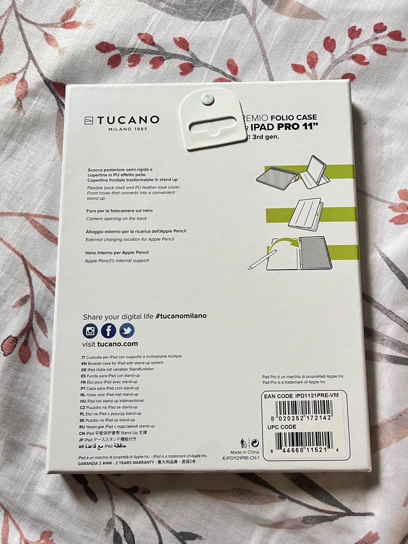 Tucano Case for iPad Pro 11" 3rd gen (Category: Cases & Sleeves) located in Binangonan. Submitted by heraaa21 (Listing ID 1464368273, Image 2). Description: Tucano Folio Case for iPad Pro 11" 3rd Gen. Olive green. Protects and props up your device. Apple Pencil compatible..