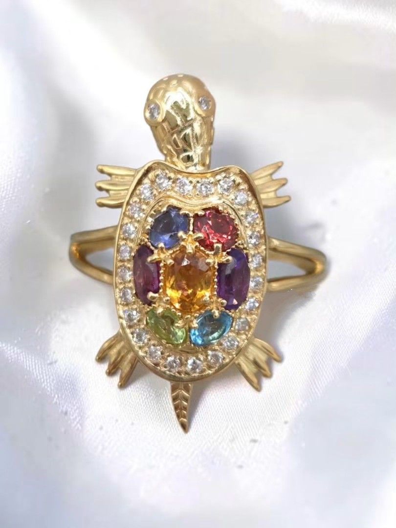 Turtle diamond and gemstones ring (Category: Rings) located in Malolos. Submitted by keenhorse_ef38ab (Listing ID 1464391253, Image 1). Description: Subasta 18Karat YellowGold Approx. 0.18 tcw Size 6.50 Resizeable COD/COP VIA LBC NO MEETUP.