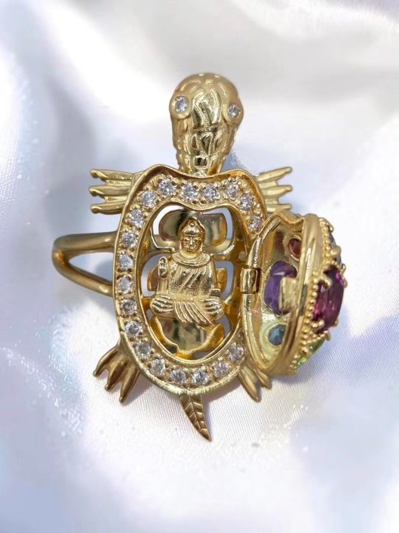 Turtle diamond and gemstones ring (Category: Rings) located in Malolos. Submitted by keenhorse_ef38ab (Listing ID 1464391253, Image 2). Description: Subasta 18Karat YellowGold Approx. 0.18 tcw Size 6.50 Resizeable COD/COP VIA LBC NO MEETUP.