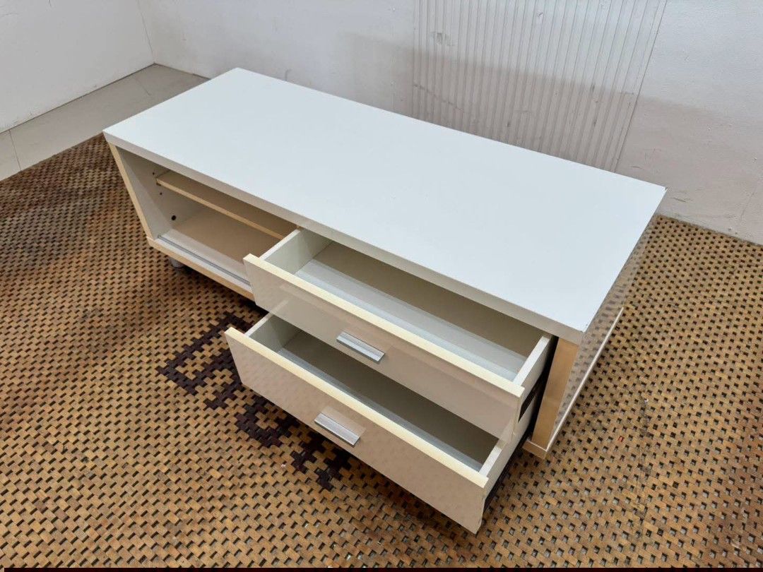 Tv Rack (Category: TV Consoles) located in Meycauayan. Submitted by marygracecasimiro (Listing ID 1464518615, Image 2). Description: White TV Rack Price: 8,500 L47 x W18 x H17.5 In good condition💚.