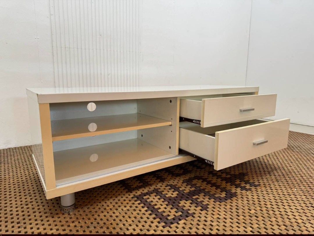 Tv Rack (Category: TV Consoles) located in Meycauayan. Submitted by marygracecasimiro (Listing ID 1464518615, Image 3). Description: White TV Rack Price: 8,500 L47 x W18 x H17.5 In good condition💚.