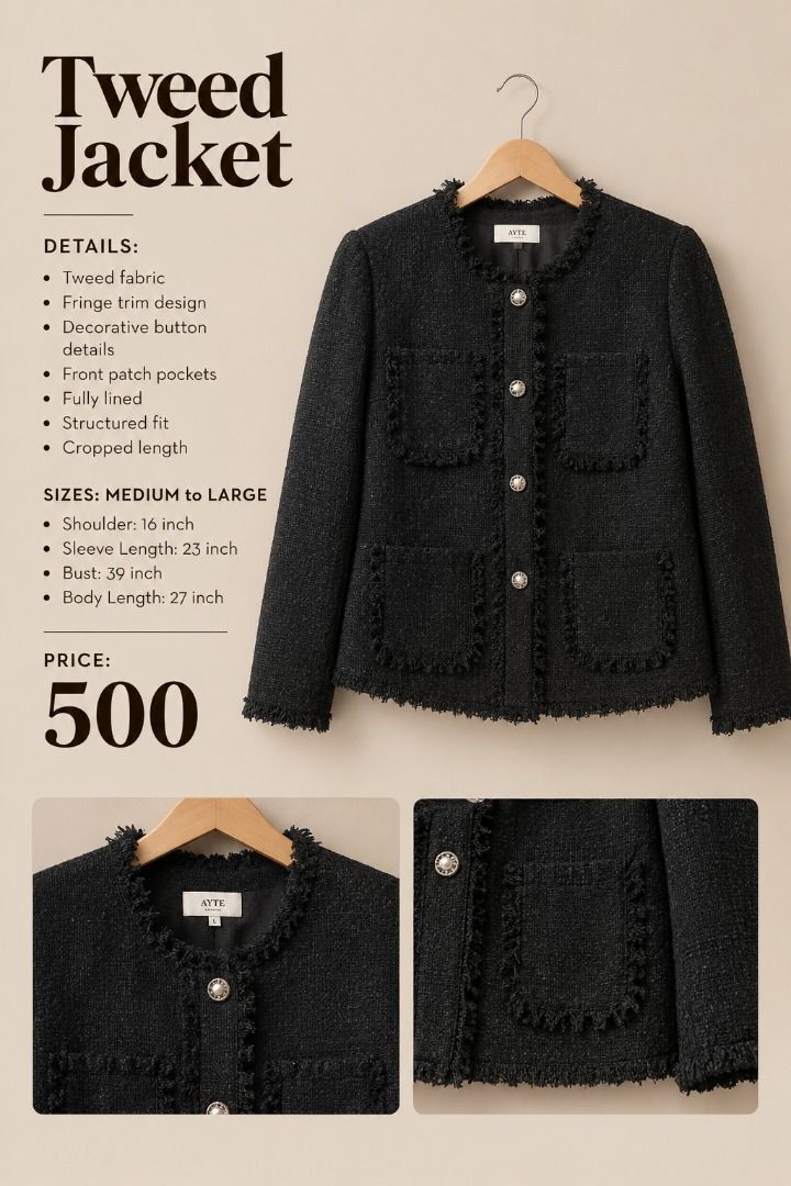 TWEED JACKET (Category: Coats, Jackets and Outerwear) located in Manila. Submitted by gladandko (Listing ID 1464364263, Image 1). Description: .
