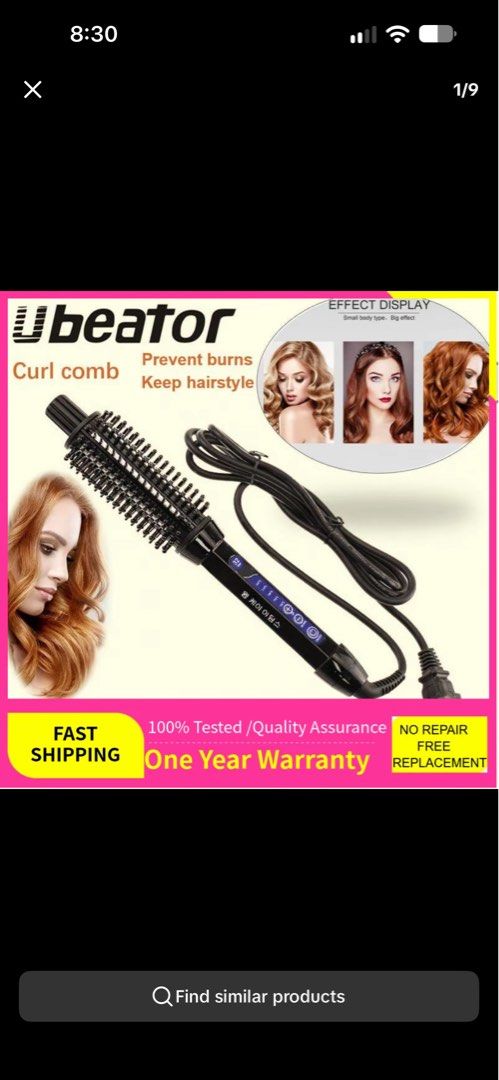 Ubeator Curl Comb Hair Styler (Category: Hair) located in Manila. Submitted by sleepyhwed (Listing ID 1464482897, Image 1). Description: Lightly used and good condition .