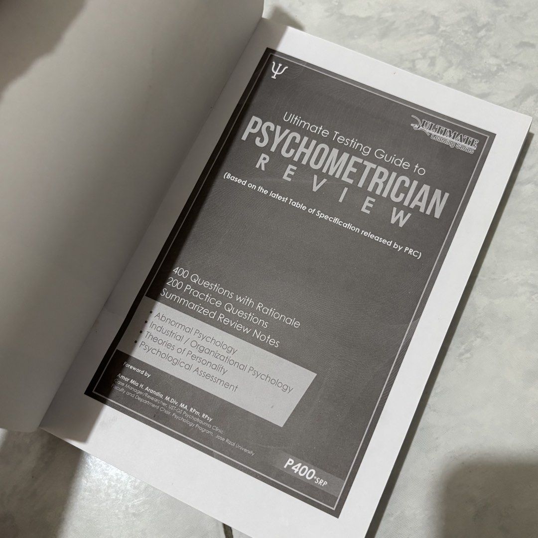 Ultimate Testing Guide to Psychometrician Review (Category: Textbooks) located in Caloocan City. Submitted by declutter.cal (Listing ID 1464533574, Image 3). Description: Selling my reviewers for Psychometrician Licensure Examination (PmLE) 📔 Cognitive Corner Abnormal Psychology (hindi nagamit, bago pa) - 400 📔 Cognitive Corner Developmental Psychology (7 pages may sulat and highlights, the rest wala na) - 300 📔 Ultimate Testing Guide to Psych