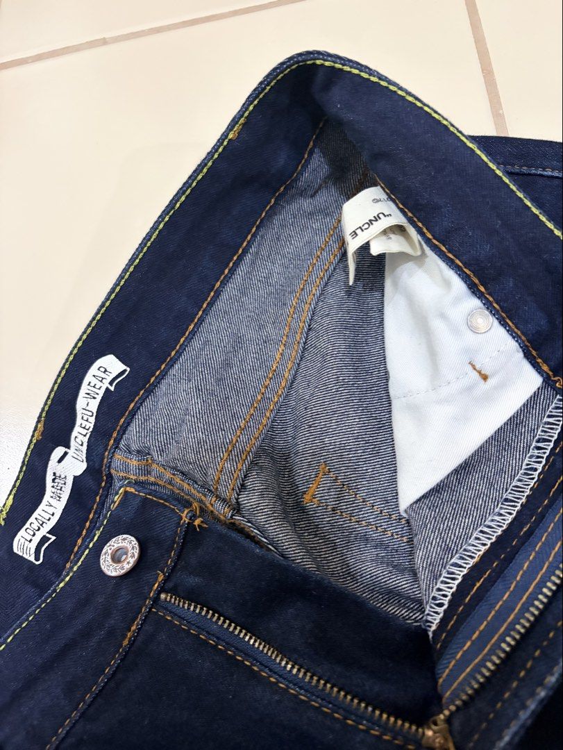 Uncle Fu selvedge Denim (Category: Jeans) located in Manila. Submitted by lucernas15 (Listing ID 1464525211, Image 1). Description: Size: Waist 32 Length 40” Hem 6” Issue: Kita sa 3rd Photo. May white stain at pin hole. Pero un-noticeable pag suot. Manila Area .