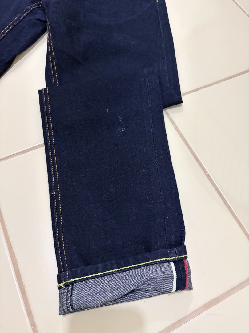 Uncle Fu selvedge Denim (Category: Jeans) located in Manila. Submitted by lucernas15 (Listing ID 1464525211, Image 2). Description: Size: Waist 32 Length 40” Hem 6” Issue: Kita sa 3rd Photo. May white stain at pin hole. Pero un-noticeable pag suot. Manila Area .