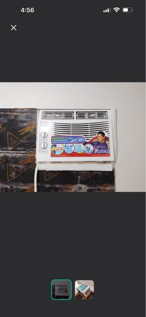 Astron Inverter Class 0.6 HP Window Type Aircon (Category: Air Conditioning and Heating) located in Paranaque City. Submitted by gabcostante (Listing ID 1464440308, Image 1). Description: - Astron 0.6 HP Inverter Aircon - Manufactured by TCL Home Appliances - Ideal for rooms up to 12 sq meters - Uses eco-friendly R-32 refrigerant - Energy-efficient compressor - Features anti-rust and anti-corrosion protection - Low electricity consumption: only P
