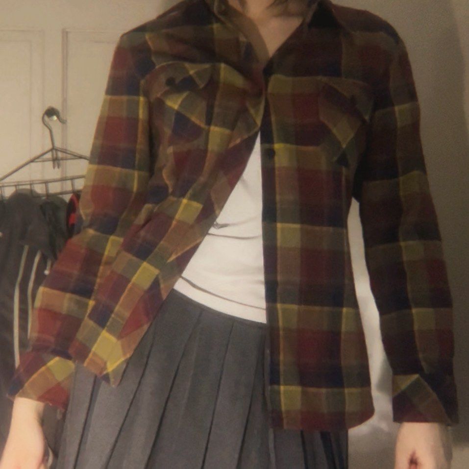 Vintage Plaid Flannel Shirt (Category: Tshirts & Polo Shirts ) located in Manila. Submitted by sludgehamm3r (Listing ID 1464398915, Image 1). Description: - Classic plaid flannel shirt - Colors: Maroon, Yellow, Navy - Button-up front - Two chest pockets.