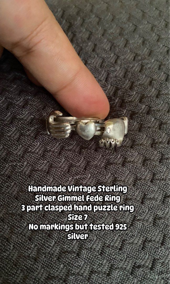 Vintage Sterling Silver Puzzle Ring (Category: Rings) located in Lapu Lapu. Submitted by any_thrift (Listing ID 1464501540, Image 1). Description: Vintage Sterling Silver Puzzle Ring Tested Silver 3 Part Clasped Size 7 .