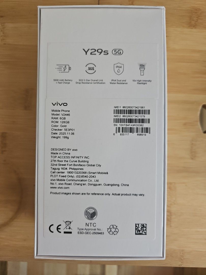 Vivo Mobile Phone Y29s 5G (Category: Vivo) located in Muntinlupa City. Submitted by shoptitak (Listing ID 1464384190, Image 3). Description: - Vivo Y29s 5G - 128GB Internal Storage - Complete with box and accessories - Sleek and modern design Freebie: Voguard black wireless ear buds.