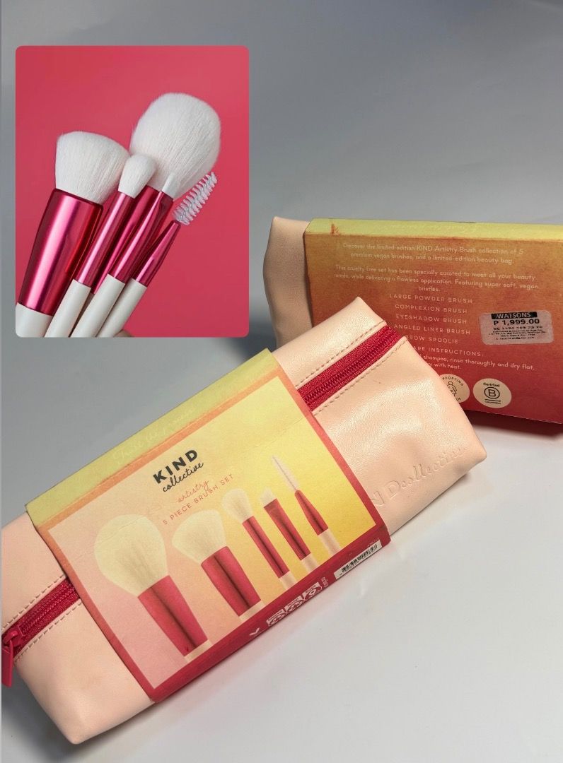 W7 Go Glam & Kind Collection Makeup Brush Sets (Category: Makeup) located in Cebu City. Submitted by kyeshamori24 (Listing ID 1464402265, Image 3). Description: - Brand new and sealed makeup brush sets - W7 Go Glam brush set in a cute pink tube - Kind Collection 5-piece brush set with eco-friendly bamboo handles - Includes a Flormar contour brush - Includes a Flormar foundation brush - Perfect gift for makeup lovers!.