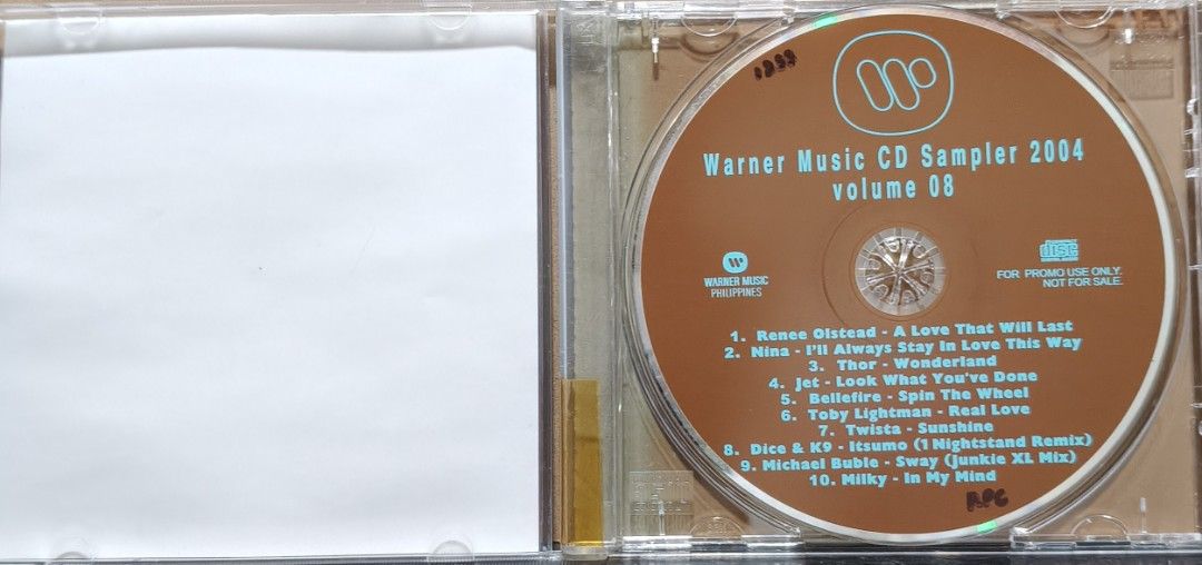 Warner Music CD Sampler 2004 Volume 08 (Category: CDs & DVDs) located in Manila. Submitted by ruelcabrer77078 (Listing ID 1464556094, Image 2). Description: - Warner Music CD Sampler 2004, Volume 08 - Features tracks from: Renee Olstead, Nina, Thor, Jet, Bellefire, Toby Lightman, Twista, Dice & K9, Michael Buble, Milky - This is a promotional copy, not for sale - Excellent compilation for fans of the featured artists.