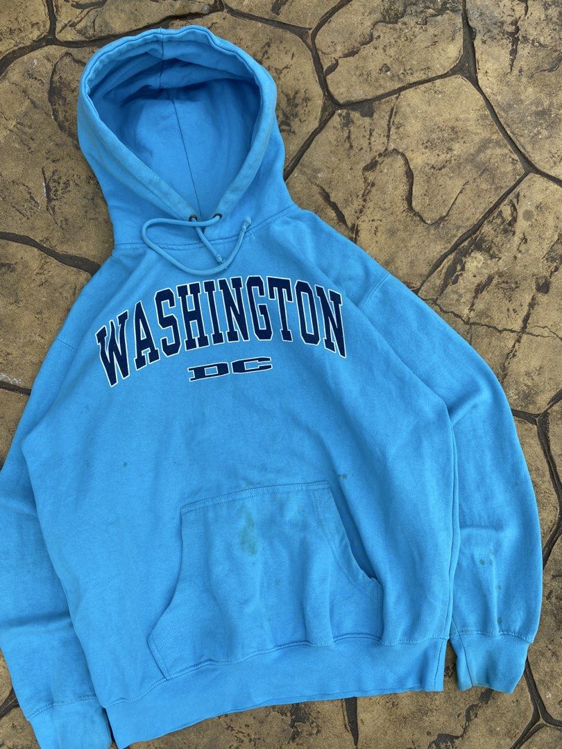 WASHINGTON DC (Category: Hoodies) located in Manila. Submitted by zzztine (Listing ID 1464430823, Image 3). Description: WASHINGTON DC 💎 ( SKY BLUE ) Dimes: 23*28 Color rate:9.2/10 Condition: GOOD.