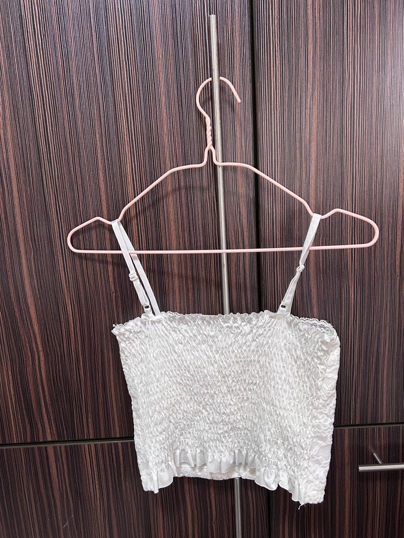 White Lace Corset Top One Size Stretchable (Category: Sleeveless) located in Cebu City. Submitted by pau.ky (Listing ID 1464486847, Image 3). Description: -RFS: Decluttering - White lace corset top - Stretchy material, fits one size - Used only once - Versatile: wear on its own or layer - Super cute and trendy design.