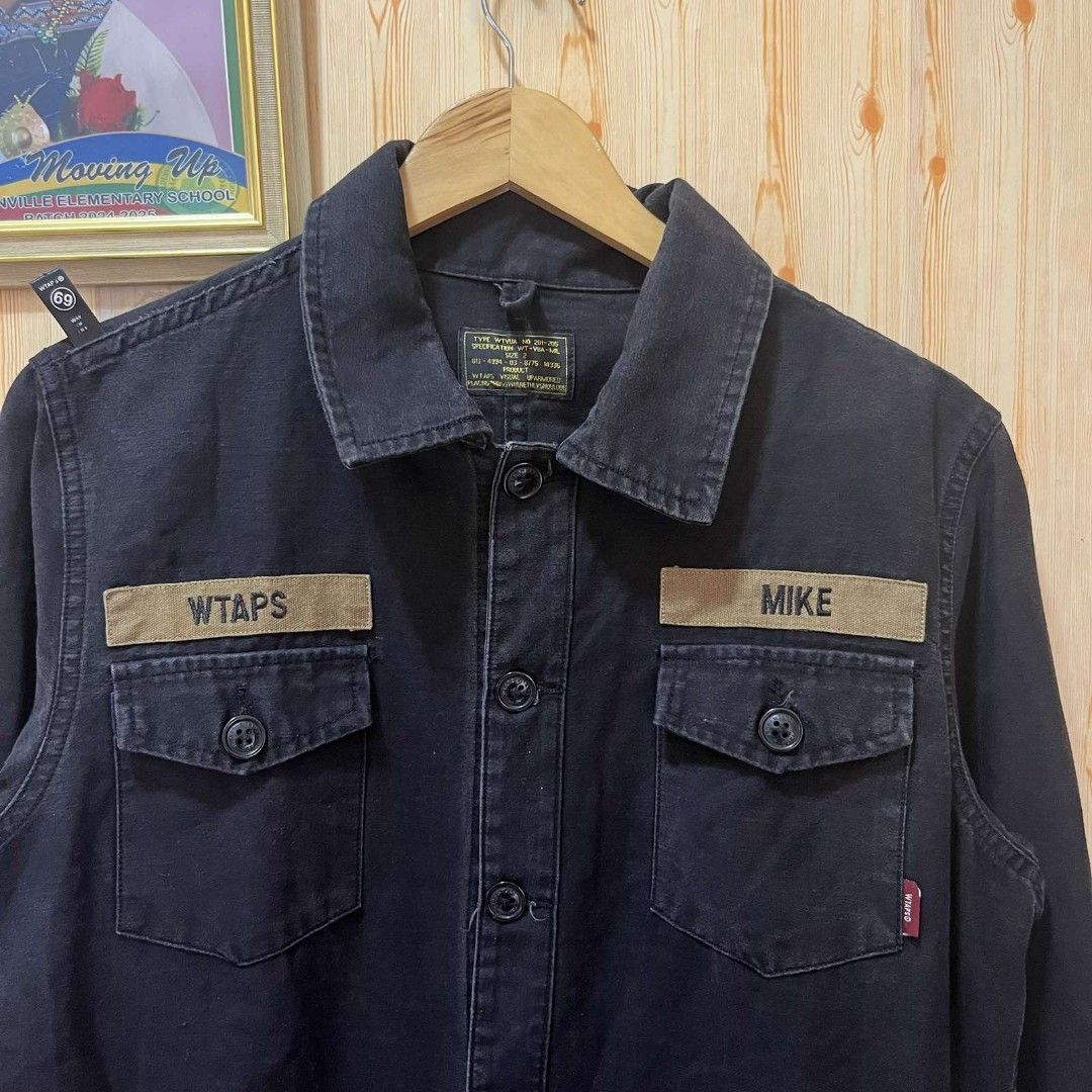 WTAPS "MIKE" Black Utility Jacket (Category: Coats, Jackets and Outerwear) located in Manila. Submitted by almighthrift (Listing ID 1464373524, Image 2). Description: WTAPS Utility Jacket "WTAPS" and "MIKE" patches on chest L28 W20 Slvs24 📍First to pay basis 🚛 Plus Shipping 🚛 J&T or Lalamove 📍SJDM Bulacan.