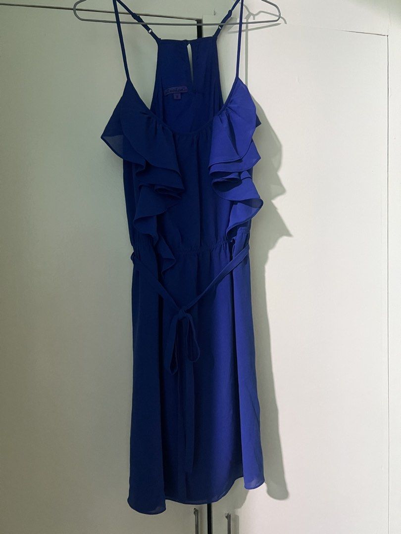 Y2K ruffle dress (Category: Dresses) located in Cainta. Submitted by fiolas26 (Listing ID 1464447477, Image 1). Description: - Royal blue dress - Halter neck - Ruffled front detail - Tie waist for a cinched silhouette - Flowy and light fabric - Ideal for night outs or special occasions - Flattering and pretty when worn.