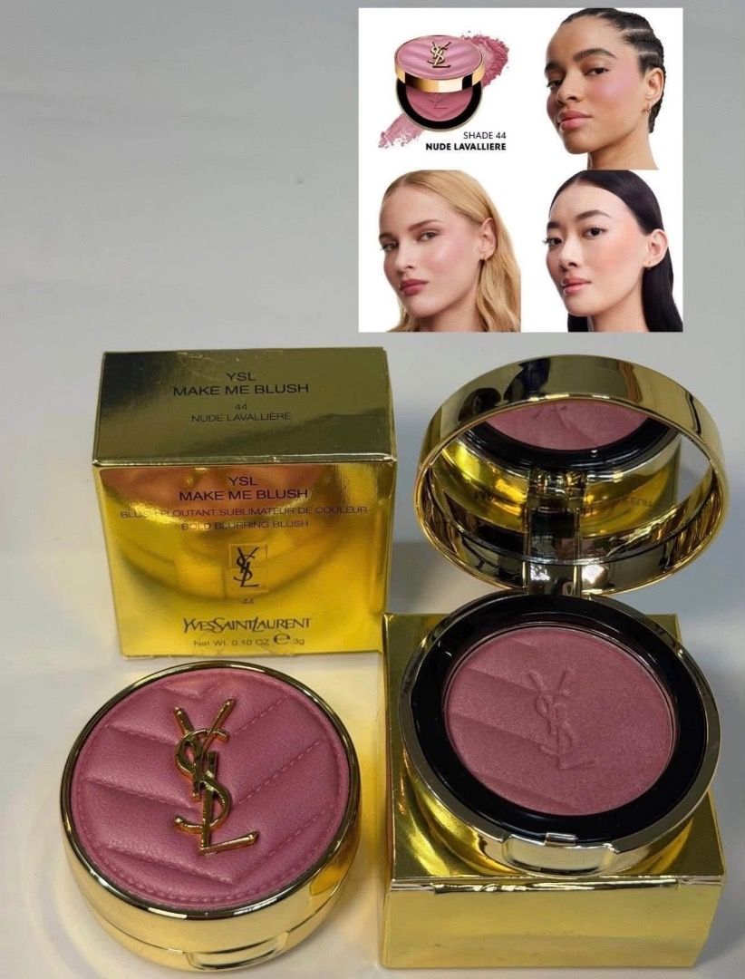 YSL Make Me Blush Liquid & Powder Blushes (Category: Makeup) located in Cebu City. Submitted by kyeshamori24 (Listing ID 1464374614, Image 2). Description: - YSL Make Me Blush Blushes - Available in Liquid and Powder formulas - Shades: - 66 Fuchsia Fling (Liquid) - 44 Nude Lavalliere (Powder) - 87 Pink Voltage (Powder) - Get that perfect flush of color - Great for any makeup look.