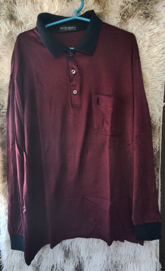 Yves Saint Laurent Red and Black Patterned Shirt (Category: Blouses) located in Rizal, Mindoro Occidental. Submitted by finding_ukaygems5103 (Listing ID 1464479747, Image 2). Description: - Eye-catching red and black geometric pattern - Classic button closure - Easy care: Machine washable at 30°C - Can be ironed at medium heat - Dry cleaning is also an option - Do not bleach.