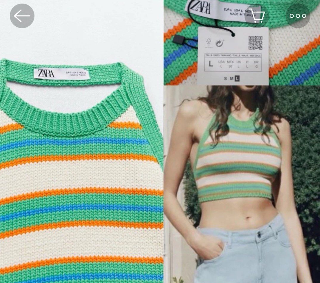 Zara Knitted Stripes Top (Category: Blouses) located in Paranaque City. Submitted by preloveeed890 (Listing ID 1464376694, Image 3). Description: brand new, only fitted and kept in storage.