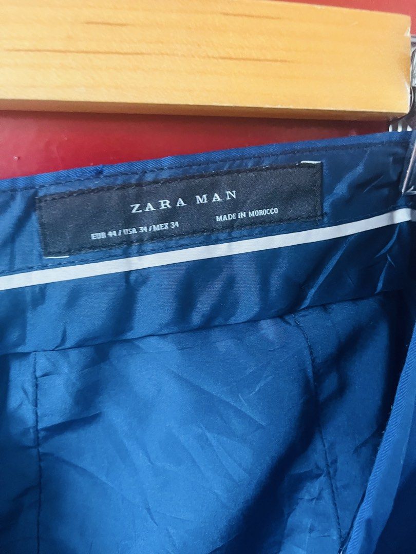 Zara Man Trousers (Category: Trousers) located in Quezon City. Submitted by wacpon_061972 (Listing ID 1464431404, Image 2). Description: A pair of blue Zara Man trousers (W-34/L-40).