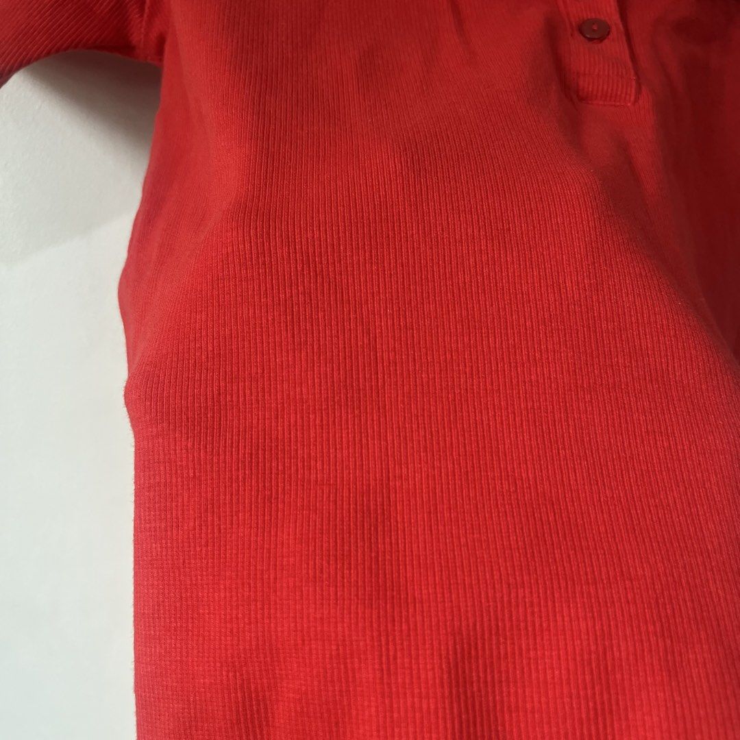 Zara Red Ribbed Polo Shirt (Category: Shirts) located in Quezon City. Submitted by shopnina (Listing ID 1464399108, Image 2). Description: - Red Zara polo shirt - Ribbed texture all over - Short sleeves with collar - Button closure at the neck - Original tag likely attached - Perfect for casual outfits -Bought online from an over…ns RFS: sized up.