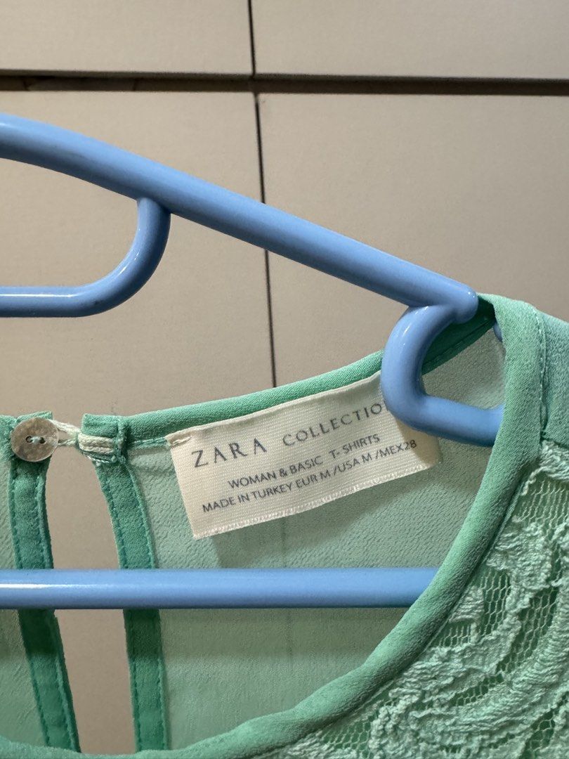 Zara Sleeveless Lace Green Top (Medium) (Category: Sleeveless) located in Quezon City. Submitted by declutter_cts (Listing ID 1464525470, Image 3). Description: .