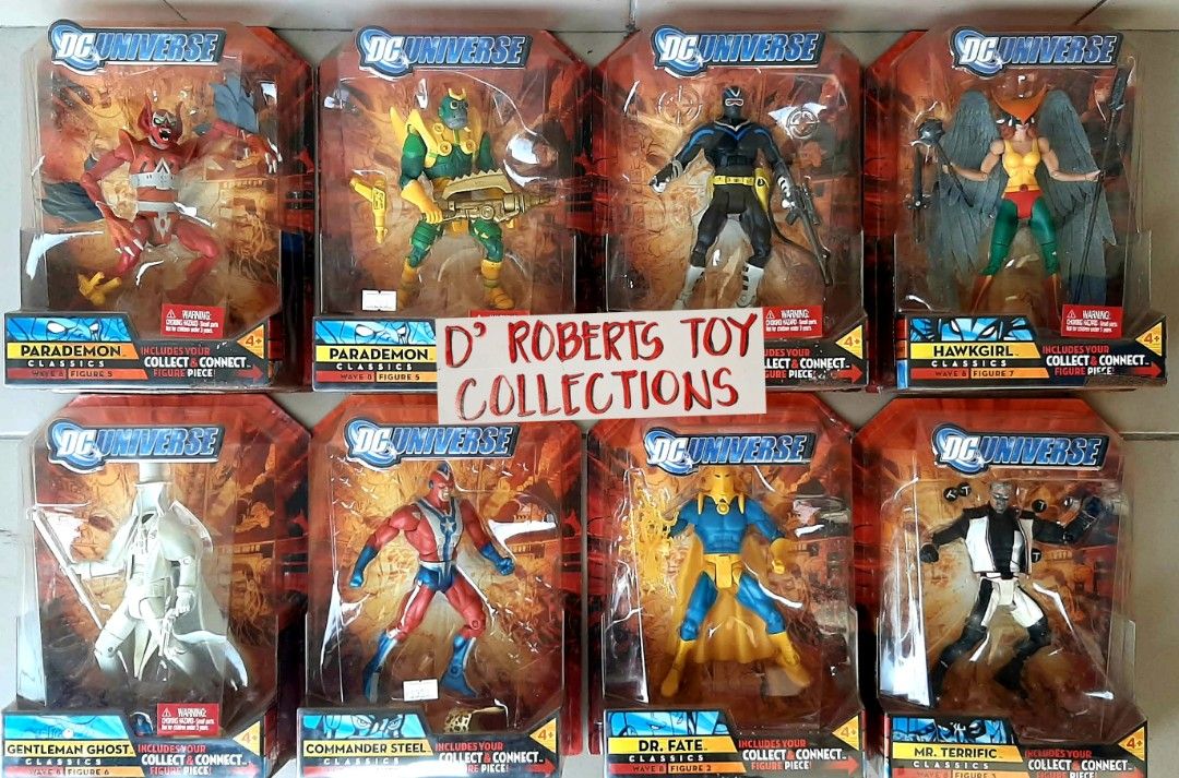 2008 Mattel DC Universe Classics Giganta Wave Action Figures (Category: Action & Battle Toys) located in Liloan. Submitted by angelyneroberts_171329 (Listing ID 1464579425, Image 1). Description: FOR SALE 2008 Mattel DC Universe Classics Giganta Wave Action Figures DESCRIPTION : - Figures included Parademon (Wave 5) Parademon Yellow/Green variant (Wave 5) Black Vulcan (Wave 8) Hawkgirl (Wave 7) Gentleman Ghost (Wave 8) Commander Steel (Wave 8) Dr