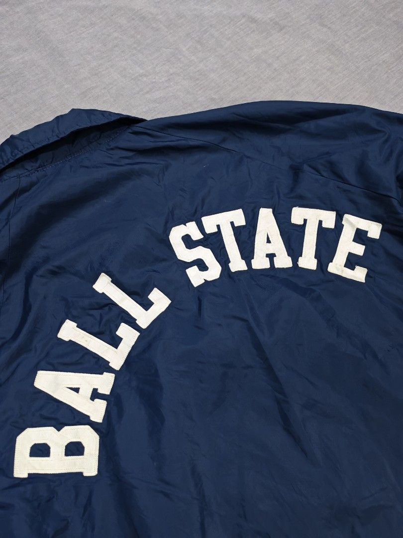 60s champion ball state coach jacket (Category: Coats, Jackets and Outerwear) located in Baguio. Submitted by used_clothing2600 (Listing ID 1464583646, Image 3). Description: 60s champion ball state coach jacket made in USA size large good condition pit to pit 24 inches length 28.5 inches P 2,500.