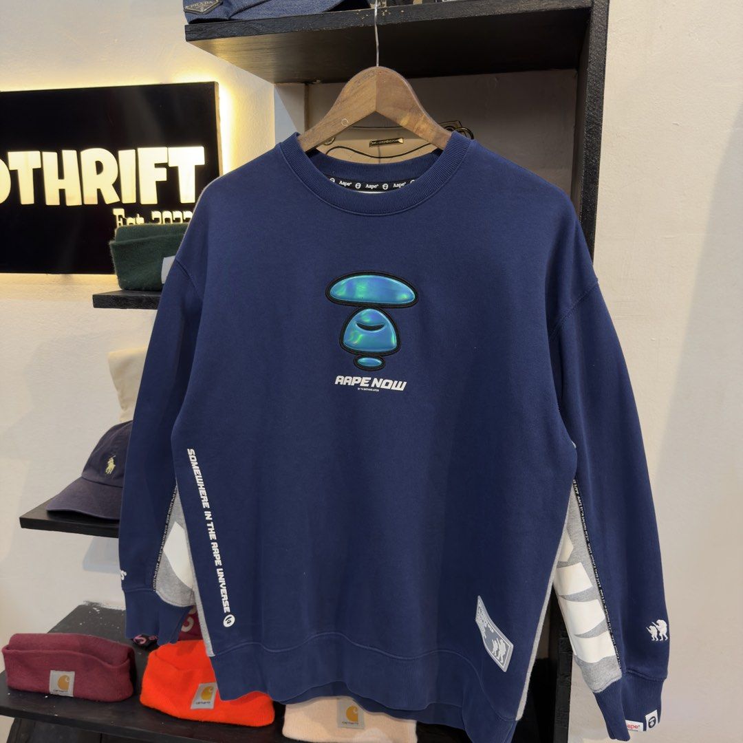 Aape Twotone Embossed Logo Sweatshirt (Category: Coats, Jackets and Outerwear) located in Manila. Submitted by jerichomal82553 (Listing ID 1464749552, Image 2). Description: Aape Twotone Embossed Logo Sweatshirt 22.5 by 27 Good Condition Complete Tags .