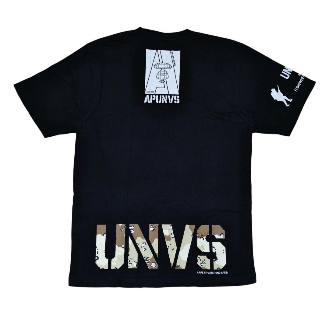 AAPE UNVS T-SHIRT (Category: Tshirts & Polo Shirts ) located in Tagum. Submitted by rxthrift_clo (Listing ID 1464698199, Image 2). Description: PRICE: ₱550 AAPE UNIVERSE Size Small on Tag/Best fits on Medium DIMES:19.5 x 27 Excellent Condition/No Issue! 9.5/10 Color Rate!.