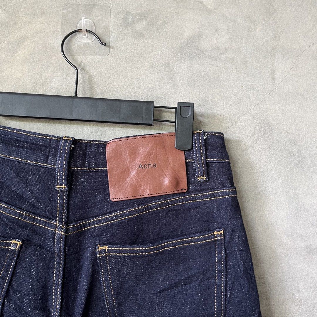 Acne Studios Dark Wash Denim Jeans (Category: Luxury Apparel) located in Davao. Submitted by gotchastuff (Listing ID 1464613831, Image 3). Description: - Acne Studios Jeans - Dark Wash Denim - Made in Italy - 100% Cotton - YKK Zipper - Classic Five-Pocket Style - Straight Leg Fit - Leather Patch at Back - Tag: LTVINT PAW15 - Dimes - Waist 28 \ Length 37 \ Leg Open 6.