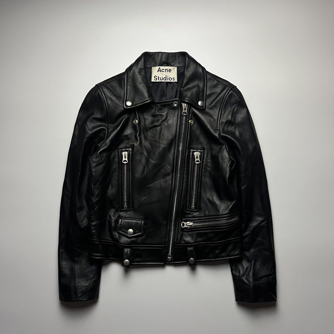 Acne Studios Nate Clean Leather Biker Jacket (Category: Coats, Jackets and Outerwear) located in Manila. Submitted by streetsavvy (Listing ID 1464664316, Image 3). Description: Acne Studios Nate Clean Leather Biker Jacket Size: Small Width: 18” Length: 20.5” Shoulder: 15” Sleeve Length: 23” Hem: 16.5 measured in inches Iconic Acne Studios “Nate Clean” biker jacket crafted from ultra-soft, supple full-grain lambskin. Features classic asymmetrical 