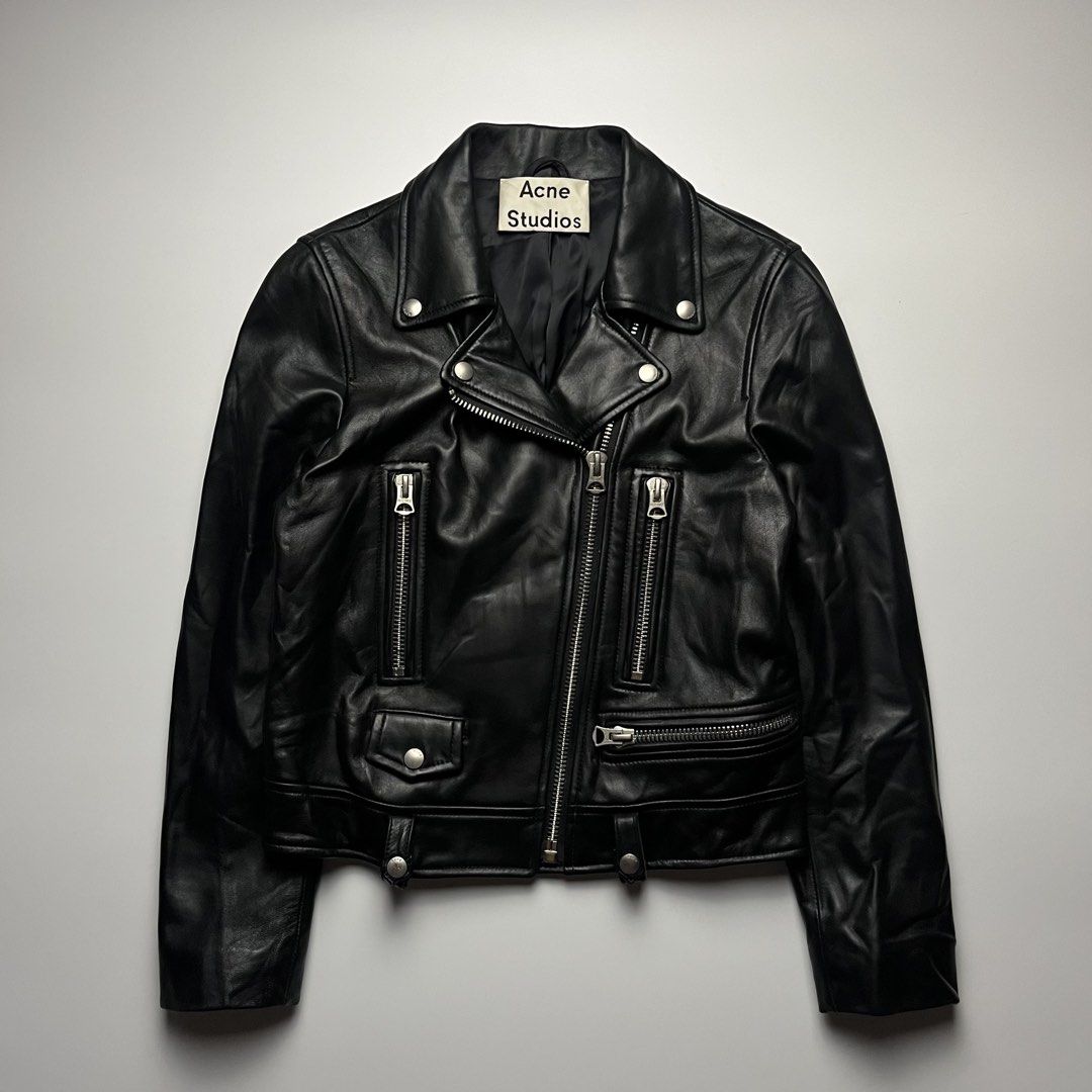 Acne Studios Nate Clean Leather Biker Jacket (Category: Coats, Jackets and Outerwear) located in Manila. Submitted by streetsavvy (Listing ID 1464664316, Image 1). Description: Acne Studios Nate Clean Leather Biker Jacket Size: Small Width: 18” Length: 20.5” Shoulder: 15” Sleeve Length: 23” Hem: 16.5 measured in inches Iconic Acne Studios “Nate Clean” biker jacket crafted from ultra-soft, supple full-grain lambskin. Features classic asymmetrical 