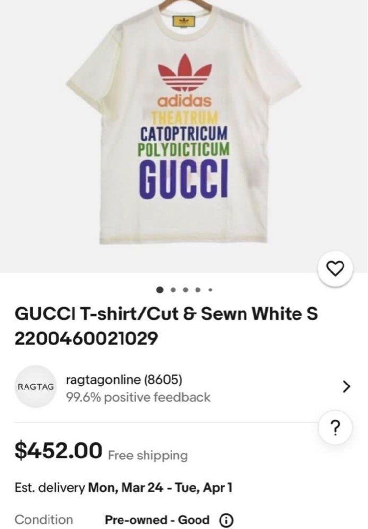 Adi x Gucci inspired Shirt (Category: Tshirts & Polo Shirts ) located in Masbate. Submitted by abcclothingdepartment (Listing ID 1464633810, Image 1). Description: Good condition No issues 22x28 400 negotiable.