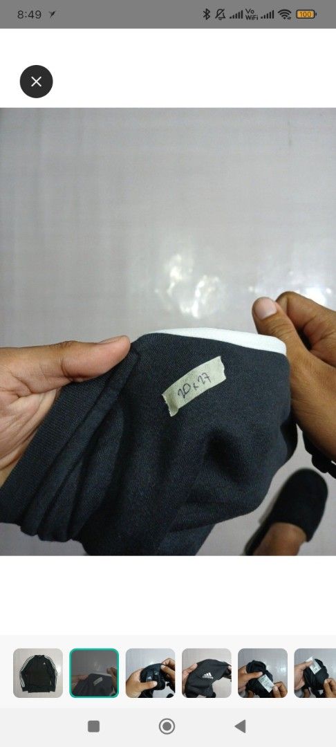 Adidas 3-Stripes Crewneck Sweatshirt (Category: Coats, Jackets and Outerwear) located in Taytay. Submitted by misspol (Listing ID 1464573623, Image 3). Description: - Classic black Adidas sweatshirt - Iconic 3-stripes on sleeves - Comfortable crewneck design - Features Adidas logo on chest - Versatile for casual wear or workouts - Tag indicates size 20 & 27.