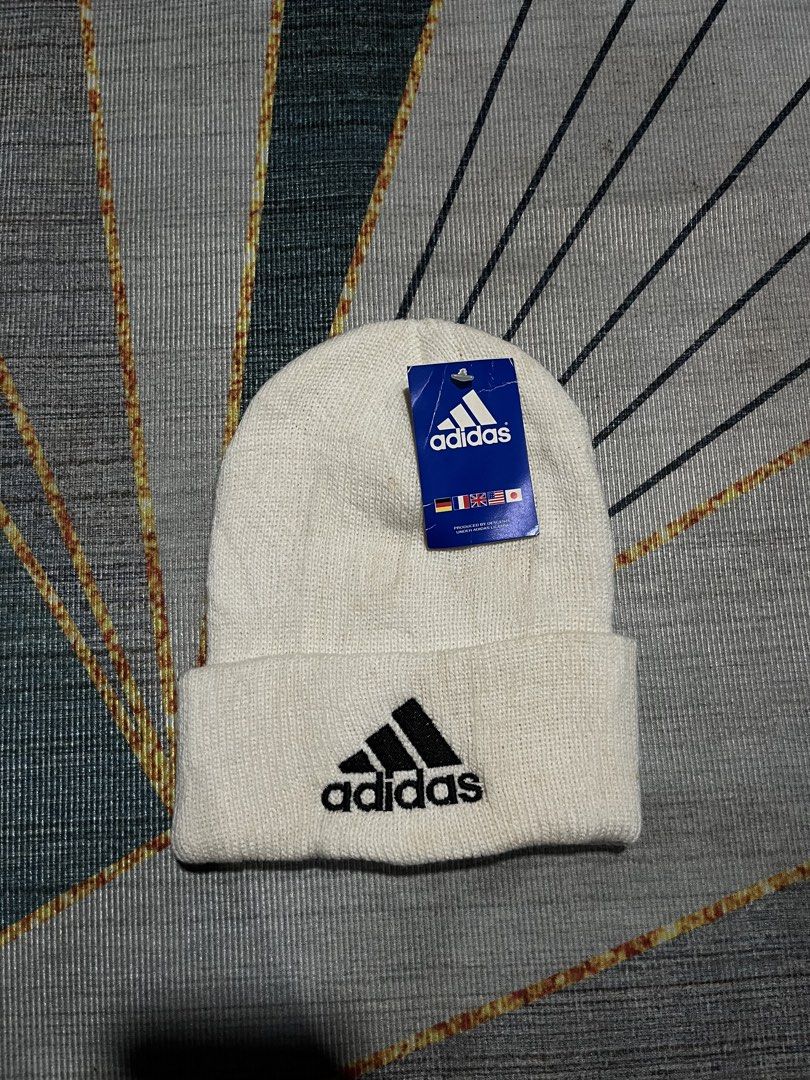Adidas Beanie Hat White (Category: Hats & Beanies) located in Puerto Princesa. Submitted by dijaydj28 (Listing ID 1464588749, Image 1). Description: - White Adidas beanie - Classic Adidas logo on the front - Made from 100% acrylic - One size fits all - Perfect for staying warm - Simple and stylish design.