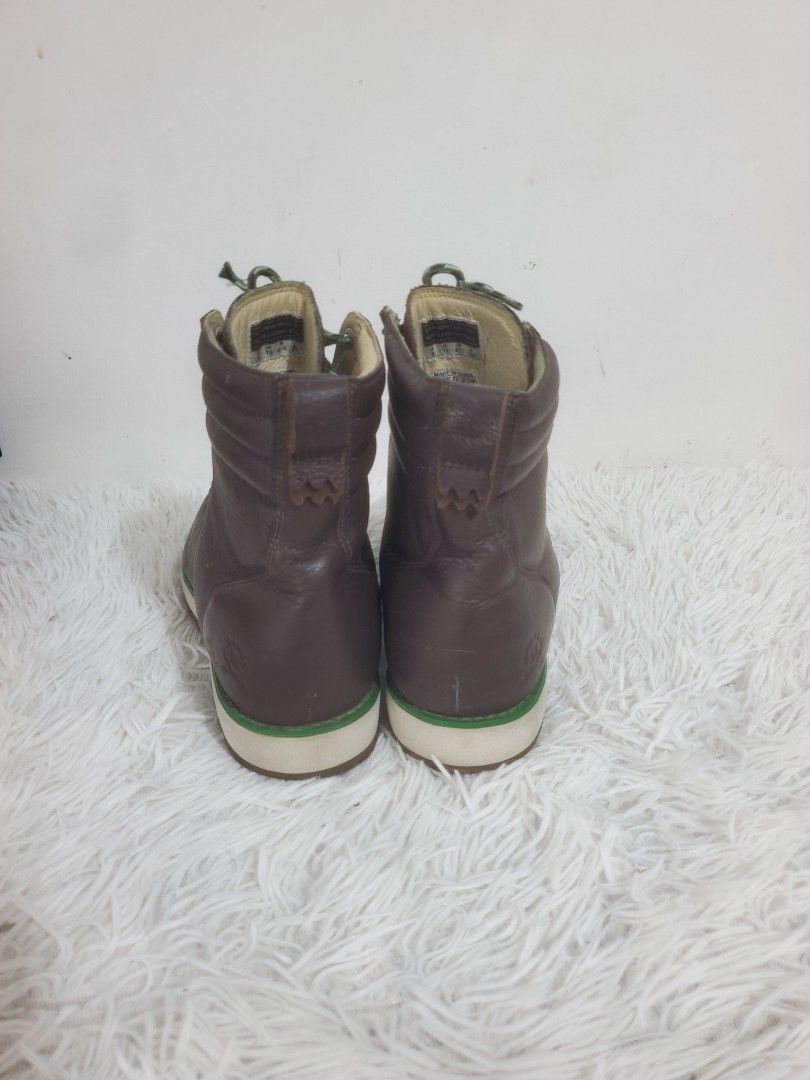 Adidas Brown Leather Lace-Up Boots (Category: Boots) located in Manila. Submitted by royalrabbit.7b2a11 (Listing ID 1464628346, Image 3). Description: - Brown leather Adidas boots - Features green laces - White and green sole with Adidas logo - Stylish and great for casual wear.
