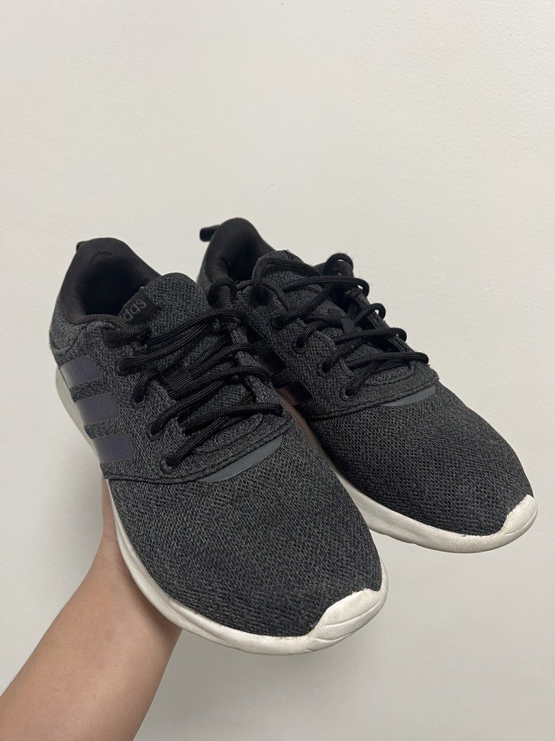 Adidas Cloudfoam Black Sneakers Size US 6.5 (Category: Sneakers) located in Caloocan City. Submitted by iamqwertyy (Listing ID 1464764842, Image 1). Description: - Brand: Adidas - Color: Black with dark grey mesh uppers and classic three stripes - Size: US 6.5 / UK 5 / FR 38 - Features: Cloudfoam cushioned soles for all-day comfort and heel pull tabs for easy wear - Condition: Worn a few times, soles have light dirt marks from normal outdoor use 