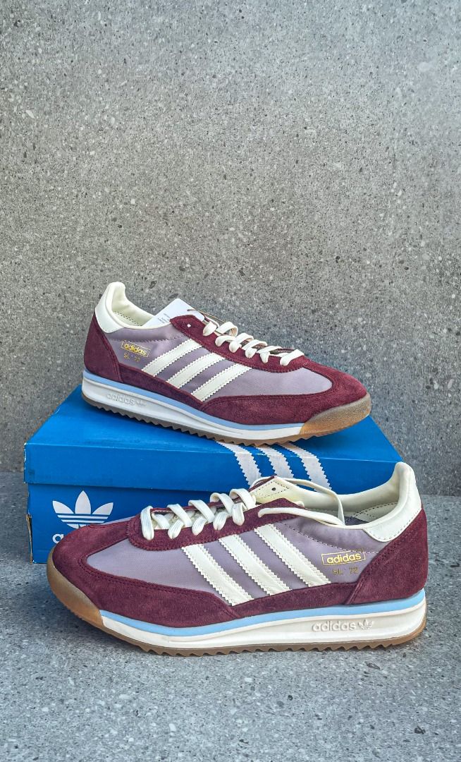 Adidas SL 72 RS (Category: Casual Shoes) located in Naga. Submitted by generic_username0711 (Listing ID 1464618761, Image 1). Description: - Classic Adidas SL 72 sneakers - Burgundy and white colorway - Retro, vintage style - Ideal for casual wear - Perfect for sneaker enthusiasts - Includes original box Size 9 UK SRP: P6,000.