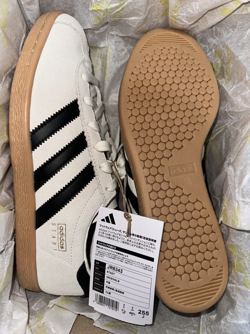 Adidas Stadt (Category: Casual Shoes) located in Manila. Submitted by itsmeneil (Listing ID 1464705495, Image 1). Description: - Adidas Stadt Off-White Black Gum Sole (7.5 US Mens) - Brand New w/ box - Bought it in Japan, can show proof/receipt of purchase - Rfs: wrong size - Can meet u up around taft or ship via lalamove within metro - Can also ship jnt (buyers expense) - Payment first via gcash or bank transfer - msg me for other details:).