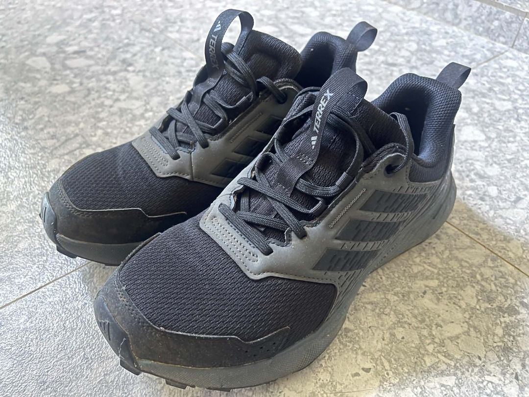 Adidas Terrex Trail Shoes - Core Black (Category: Sneakers) located in Caloocan City. Submitted by oliveestr95391 (Listing ID 1464575865, Image 2). Description: Details: Model: Adidas Terrex Eastrail 2 / Trailrider Size: 9 US Mens Color: Core Black / Grey Condition: 8.5/10 - Lightly used, used on a few hikes only Sole: No bald spots, grip is still solid Use: Perfect for hiking, trail, gym, or everyday wear Brand new price: ₱4,500 Features: ✓ Trai