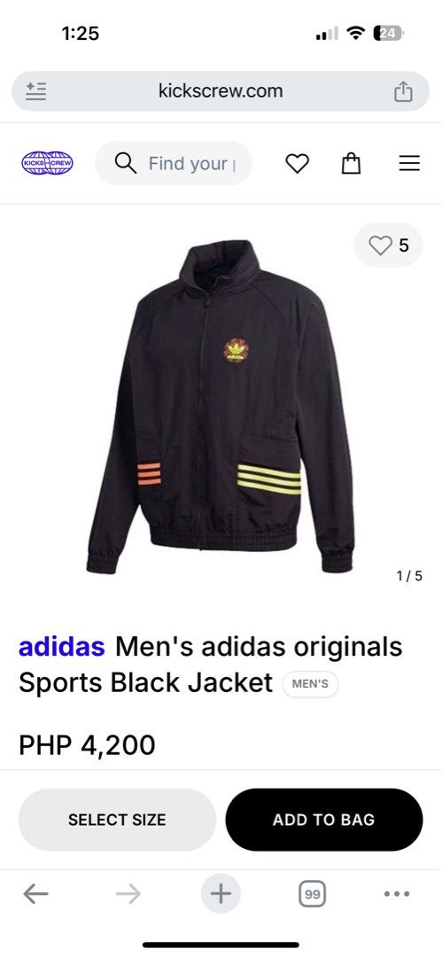 Adidas trefoil track / wind breaker jacket (Category: Coats, Jackets and Outerwear) located in Cavite. Submitted by sidirvinp76902 (Listing ID 1464748316, Image 2). Description: - Brand: Adidas - Color: Black with neon orange and yellow accents - Features: Packable hood, embroidered Trefoil logo on chest, large globe graphic with global text branding on the back - Pockets: Front pockets with vibrant striping - Closure & Fit: Full zip closure, ela